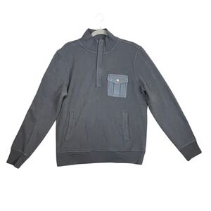 Brooks Brothers Mens Medium Charcoal Gray Cotton Quarter Zip Pullover Sweatshirt